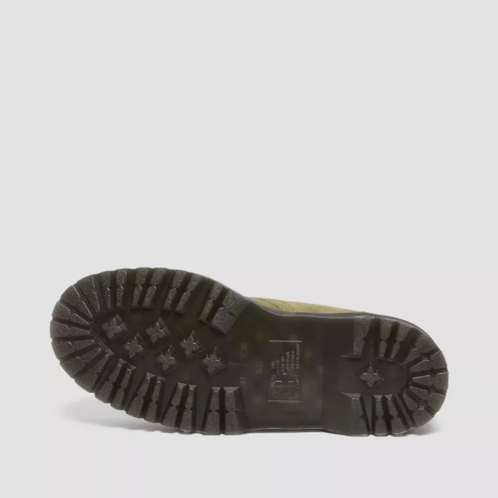 Dr. Martens 8053 Tumbled Nubuck Leather Platform Shoes in Muted Olive — Titan